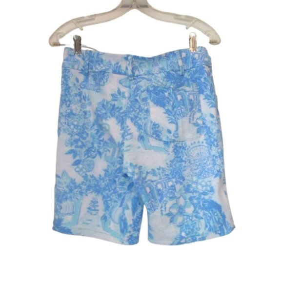 Lilly Pulitzer Luxletic 9” Bettina Bermuda Blue/White Shorts Size 4 - Picture 4 of 6